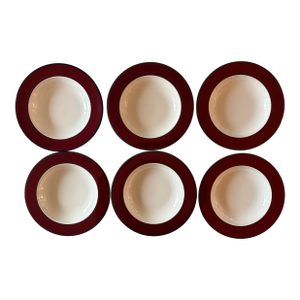 Set of 6 Pagnossin Ironstone Burgundy Soup Bowls