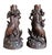 Set of two walnut wood vases with pheasant masterfully carved from the black forest region of Germany with floral and...