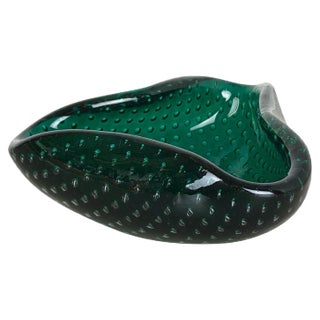 Green Murano Glass Bullicante Ashtray, Italy, 1970s For Sale
