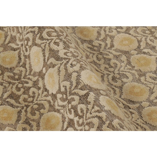 Textile Rug & Kilim’s Block Print Runner With Gold & Beige-Brown Geometric Pattern For Sale - Image 7 of 10