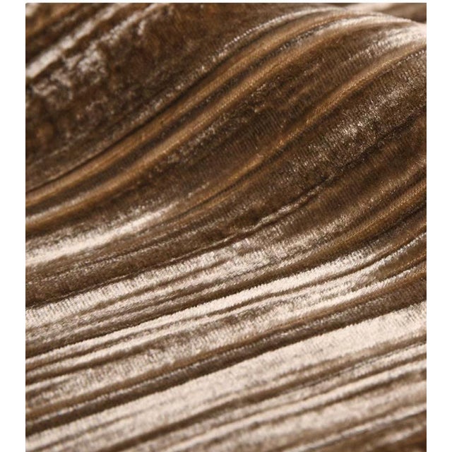 2020s Vintage Brown Velvet Striped Throw Pillow - 18 Inches For Sale - Image 5 of 6