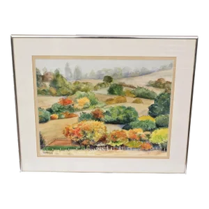 Framed Pastural Watercolor by California Artist Harry Frederico
