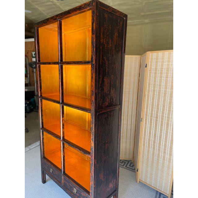 Crackled Finish Chinoiserie Bookshelf Curio Display Chairish