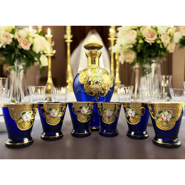 Glass Murano Liquor Set with Bottle, Set of 7 For Sale - Image 7 of 18