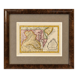 Original 1757 Hand-Colored Chesapeake Bay Map by Jacques-Nicolas Bellin | Copper Engraving | Custom Framed
