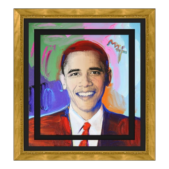 2009 President Obama Pop Art Blue Acrylic Painting on Canvas Peter Max For Sale