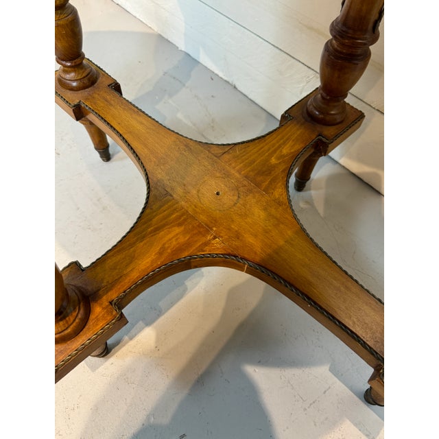 Vintage Bronze Ormolu-Mounted Oval Marquetry End or Side Table, C. 1940s For Sale - Image 11 of 12