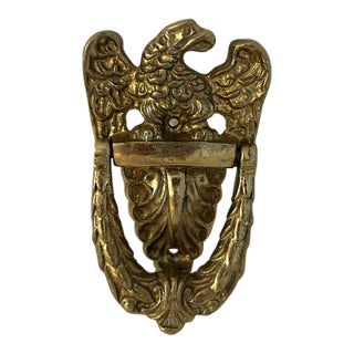 Mid-Century Polished Brass American Eagle Door Knocker For Sale