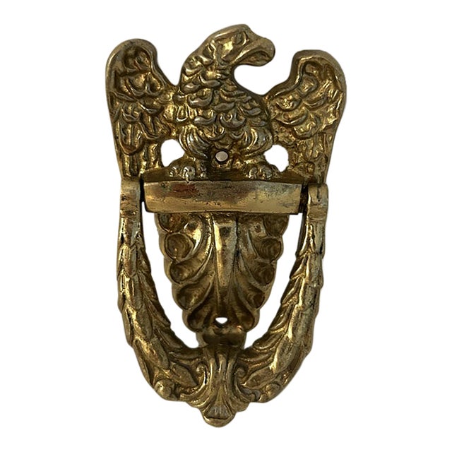 Mid-Century Polished Brass American Eagle Door Knocker For Sale