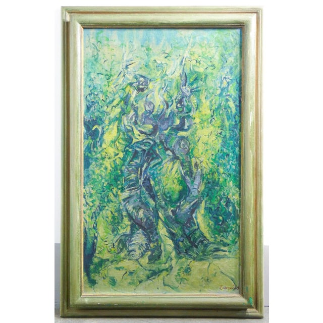 Textile Large Abstract Painting, 1969, Oil on Canvas, Framed For Sale - Image 7 of 7