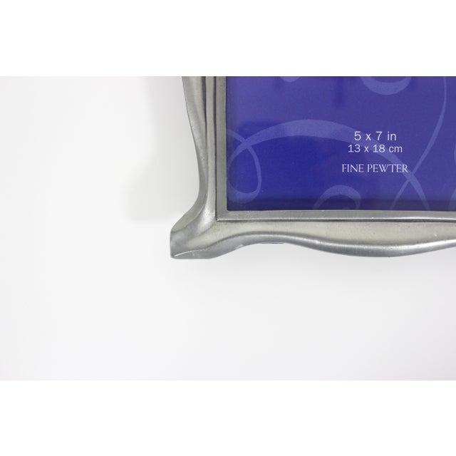 Vintage Pewter Picture Frame 5 X 7 Large Seagull Flowers Easel For Sale - Image 4 of 11