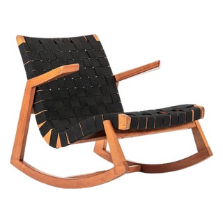 Rare Early Mid Century Wooden Rocking Chair by Ralph Rapson, 1940s For Sale
