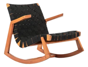 Rare Early Mid Century Wooden Rocking Chair by Ralph Rapson, 1940s