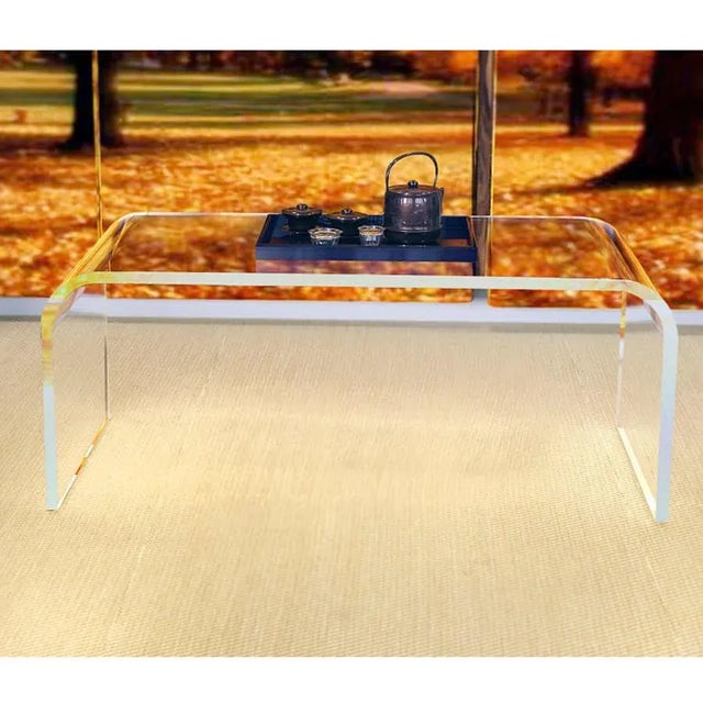 Modern Modern Waterfall Acrylic Coffee Table For Sale - Image 3 of 6