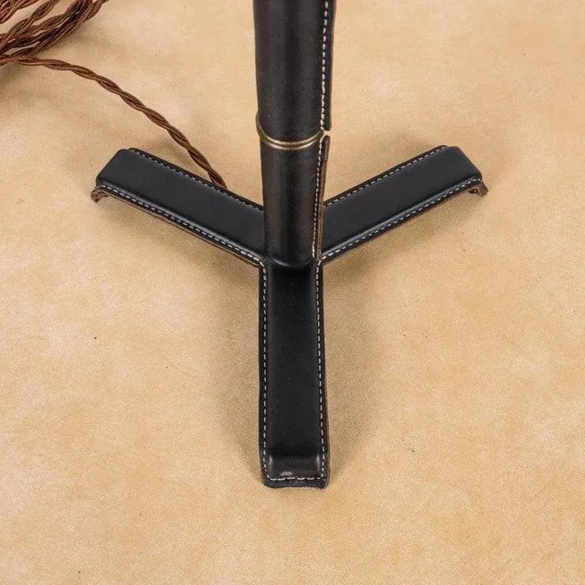 Pair of 'Sellier' Stitched Black Leather Lamps by Design Frères For Sale In Los Angeles - Image 6 of 7