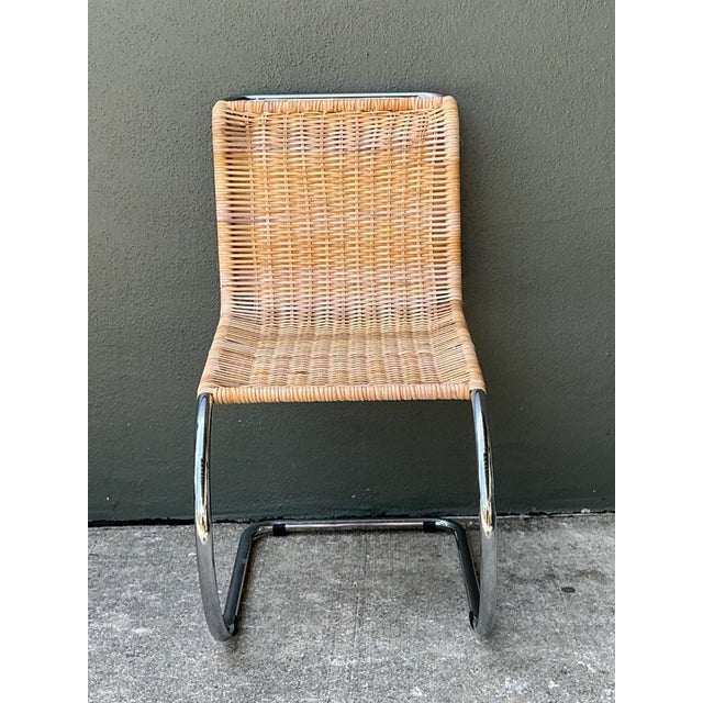 Vintage Mies Van Der Rohe for Knoll Cantilevered Chrome and Rattan Mr Chair For Sale - Image 15 of 18