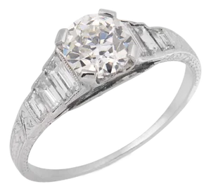 1920s Art Deco Gia 0.89 Carat Old European Diamond Platinum Engagement Ring, Size 5.75