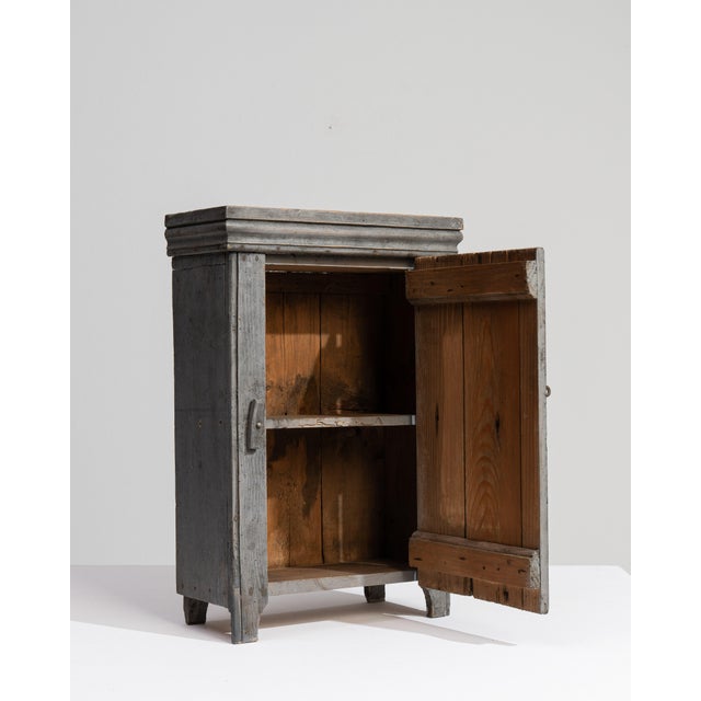 Gray Primitive Cabinet With Shelf Gray France Early 20th Century For Sale - Image 8 of 14
