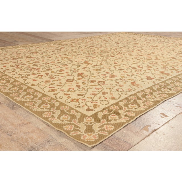 Beige Antique Portuguese Needlepoint Arraiolos Rug, 07'11 X 11'02 For Sale - Image 8 of 10