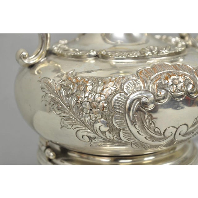 Antique Victorian Cheltenham Converted Silver Plated Tea Kettle Table Lamp For Sale - Image 10 of 18