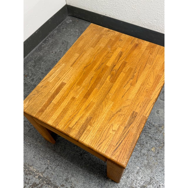 Modernist Butcher-Block Oak Side Table, Vintage For Sale - Image 9 of 12