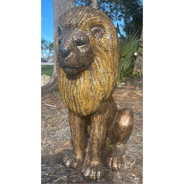 Sculpture Materials 1990s Mosaic Glass Lion Floor Statue For Sale - Image 7 of 8
