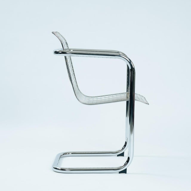 Vintage Italian Wire Chairs in Chrome & Metallic Thread, 1974, Set of 4 For Sale - Image 6 of 18