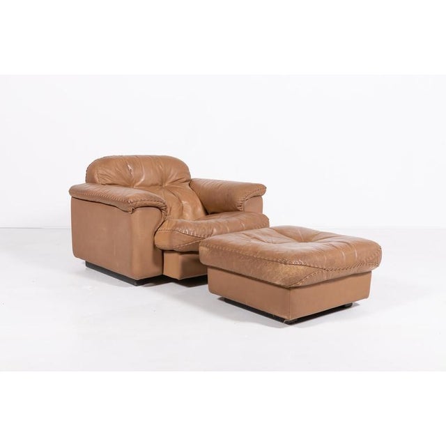 Brown Set of DS 101 Lounge Chair in Brown Leather with Ottoman from de Sede, 1970s For Sale - Image 8 of 10