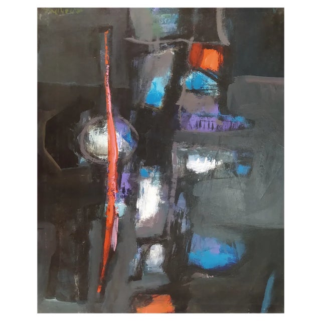 Hector Ramirez Ortega, Composition, 1990, Mixed Media on Canvas For Sale