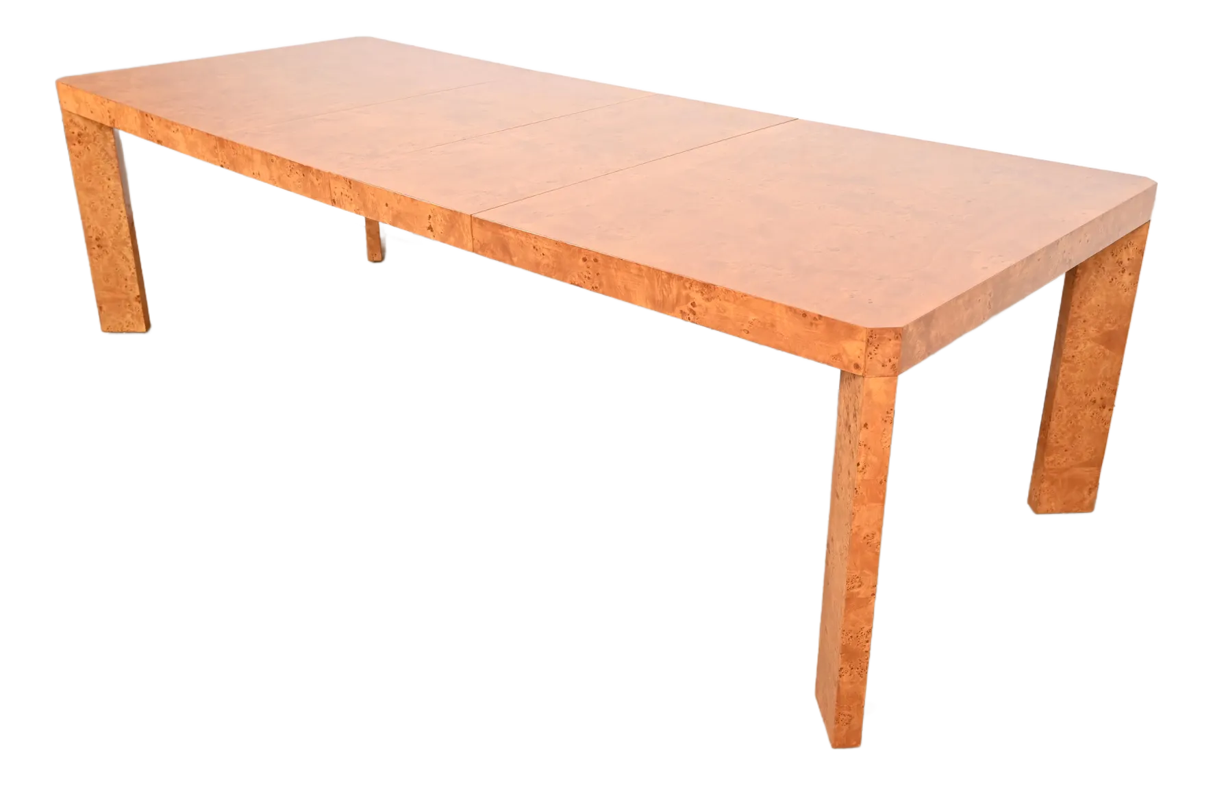 Milo Baughman Style Mid-Century Modern Burl Wood Parsons Extension