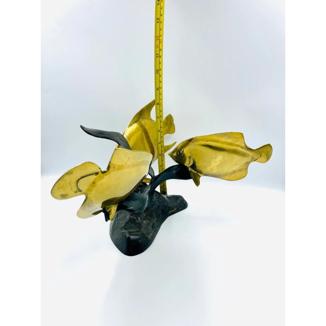 Vintage Brass & Bronze Tropical Fish Statue For Sale - Image 11 of 12