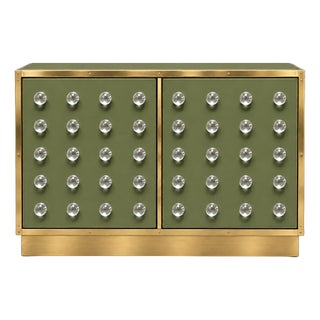 Olive Green Murano Glass Dry Bar with Brass Plinth from Justfurnituress SRL For Sale