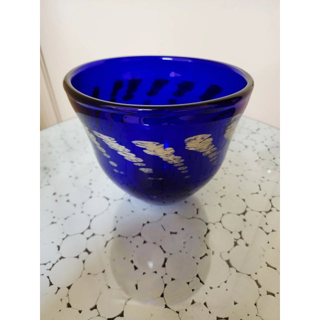 Modern Late 20th Century Handmade Cobalt Glass Bowl Signed by Artist Linda Backus For Sale - Image 3 of 9