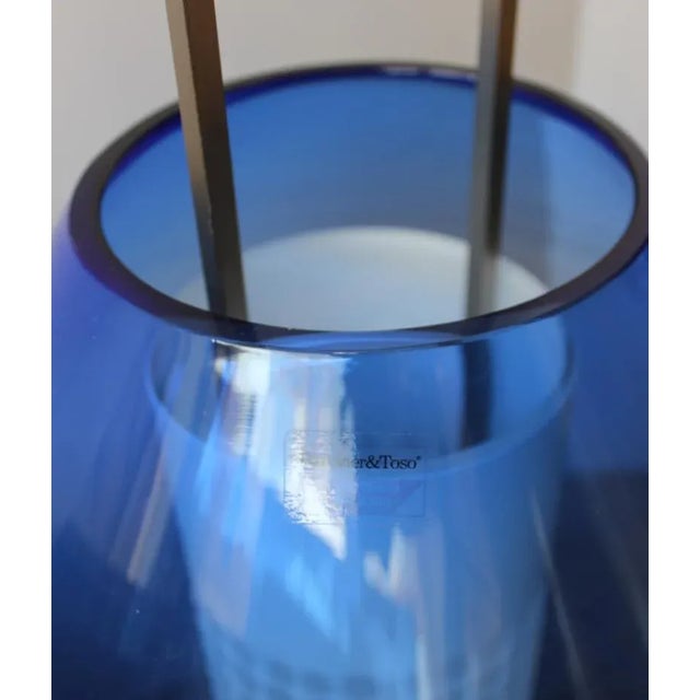 Beautiful deep blue table lamp from the furnaces of Barovier & Toso, Murano.