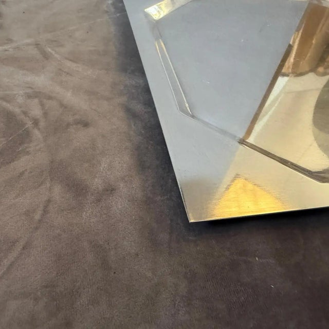 Cleto Munari 1980s Carlo Scarpa for Cleto Munari Silver Plated Square Tray For Sale - Image 4 of 10