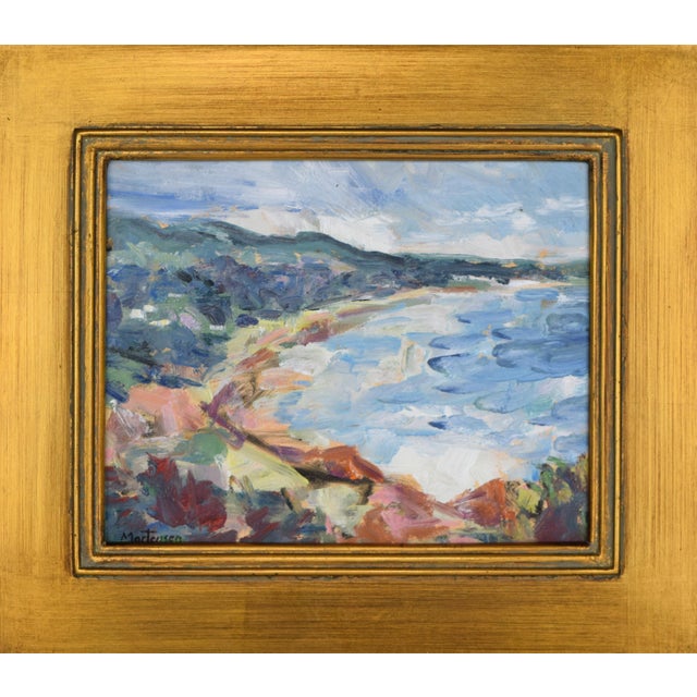 Contemporary impressionist coastal landscape/ seascape painting. Oil on canvas board presented in a gilt wood plein air...