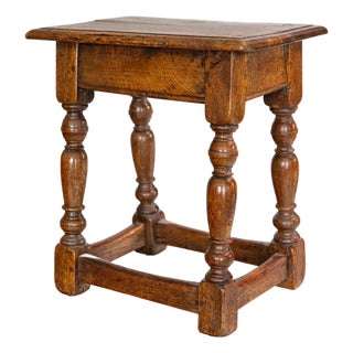 Antique 19th Century English Oak Joint Stool For Sale