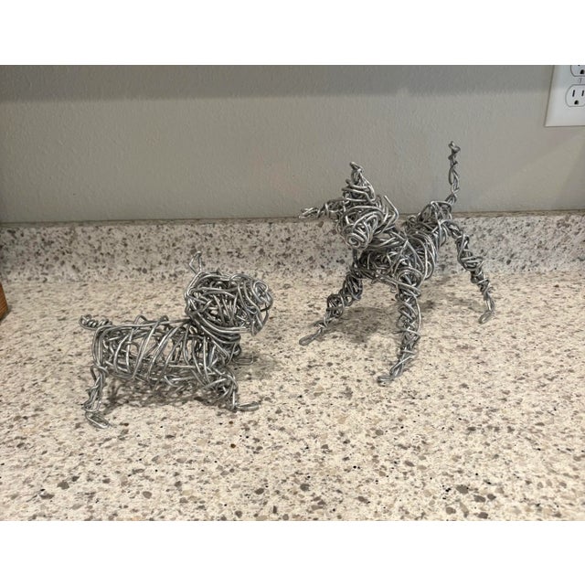 2020s Two Hand-Made Wire Dog Sculptures by Christopher Shoemaker For Sale - Image 5 of 10