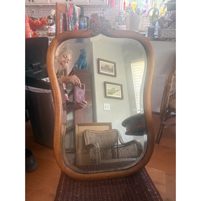 Contoured Beveled Mirror Circa 1890-1910 For Sale - Image 4 of 4