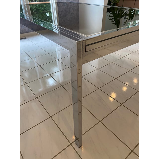 Vintage Design Institute of America (d.i.a) Expandable Chrome and Glass Dining Table, 1994 For Sale In Detroit - Image 6 of 9