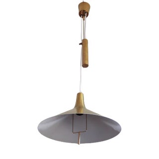 Danish Mid-Century Modern Brass Counterweight Pendant in the Style of Paavo Tynell, 1950s For Sale