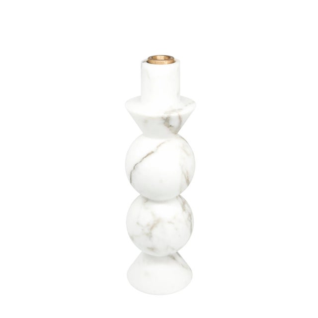 Not Yet Made - Made To Order High Unicolor Candleholder in White Carrara Marble from Fiammettav Home Collection For Sale - Image 5 of 5