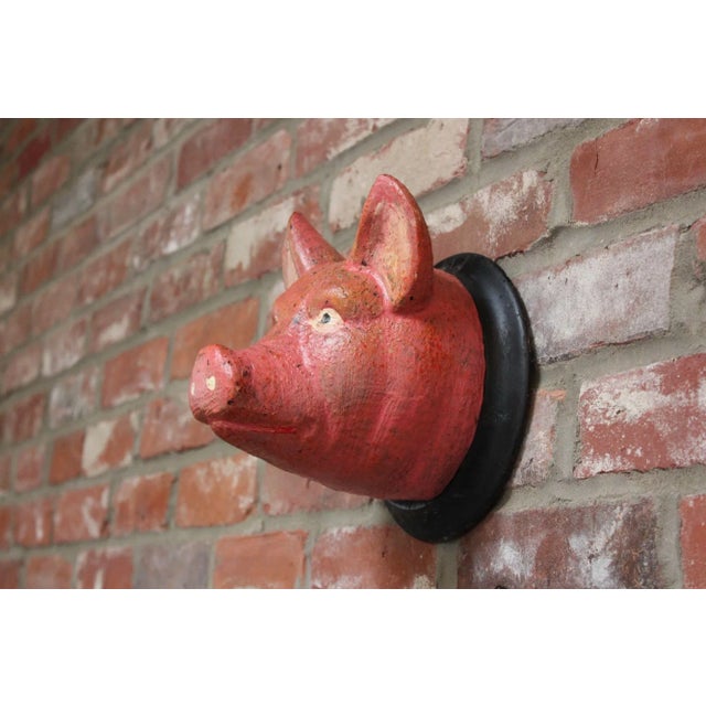 Vintage German Carved and Painted Black Forest Pig Mounted Wall Sculpture For Sale In New York - Image 6 of 10
