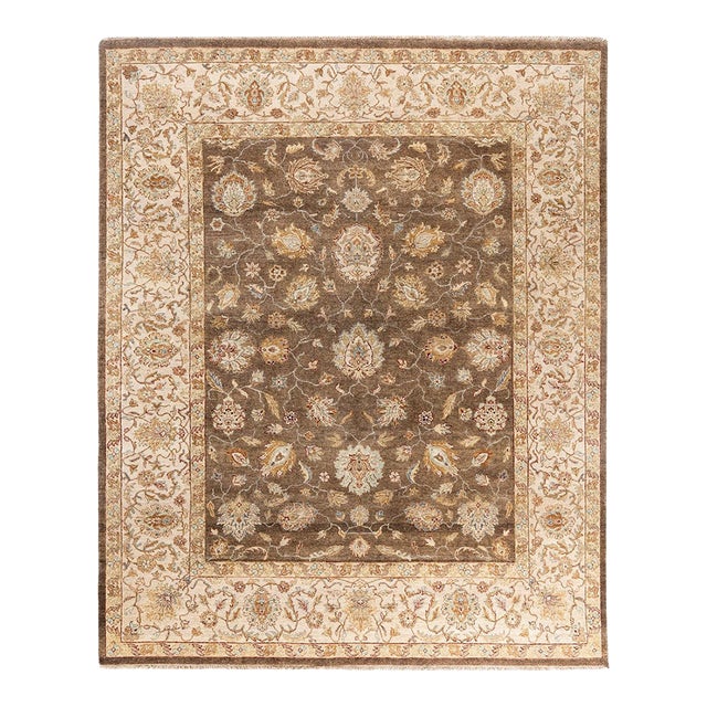 Oushak, One-of-a-Kind Hand-Knotted Area Rug - Green, 8' 2" x 9' 9" For Sale