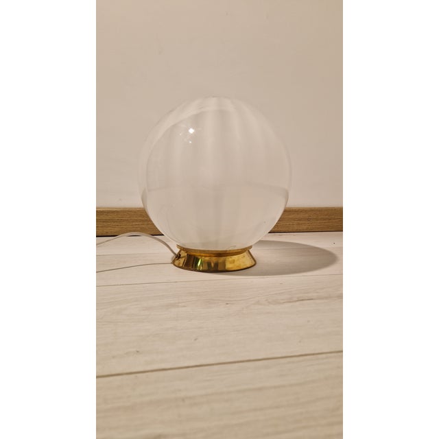 Goldenrod Table Lamps with Brass Base and Worked Glass, 1990s, Set of 2 For Sale - Image 8 of 15