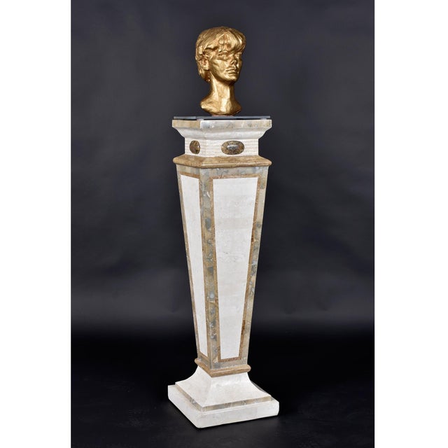 Art Deco Tall Neo-Deco Tessellated Stone Pedestal, Attributed to Maitland-Smith For Sale - Image 3 of 10