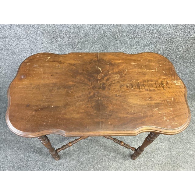 Antique Victorian Entry Table, William & Mary Style, Turned Legs, Carved Wood Accent For Sale - Image 4 of 6