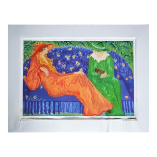 Limited Edition "Orange Dress" Seriolithograph by Barbara Wood For Sale