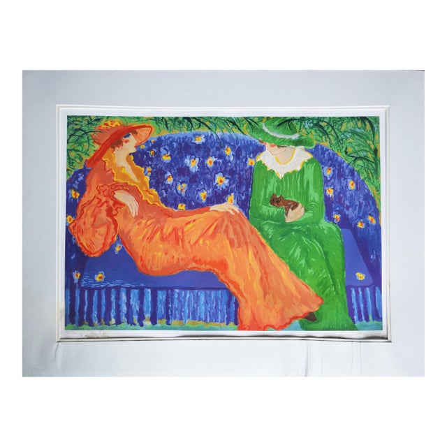 Limited Edition "Orange Dress" Seriolithograph by Barbara Wood For Sale