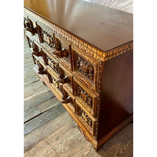 Late 19th Century Carved Continental European Chest or Console in the Alpine Tradition With Figural Fronts For Sale - Image 6 of 12